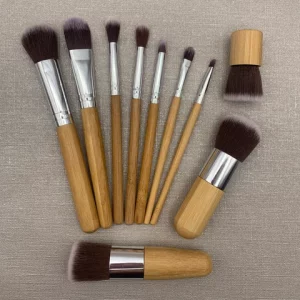 Ten different make-up brushes