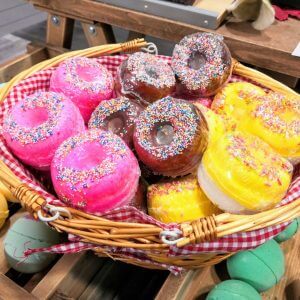 Basket of donut bath fizzers