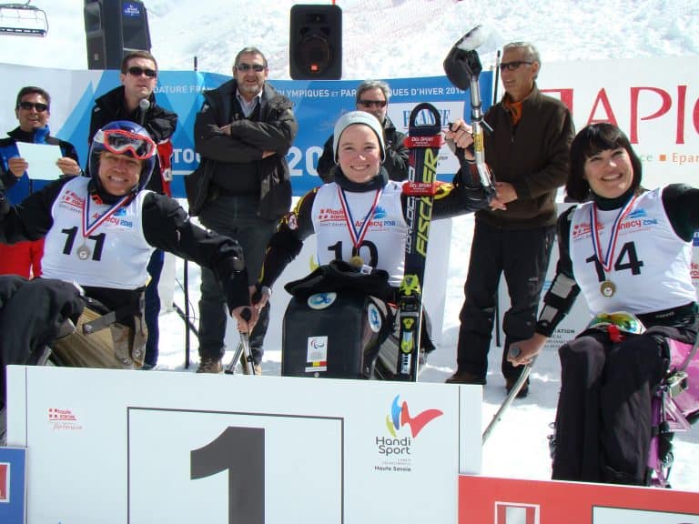 Het podium op het frans kampioenschap slalom