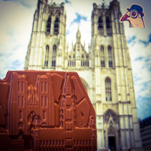 Stadsduif chocolade gegoten in de vorm van de bekendste Brusselse gebouwen