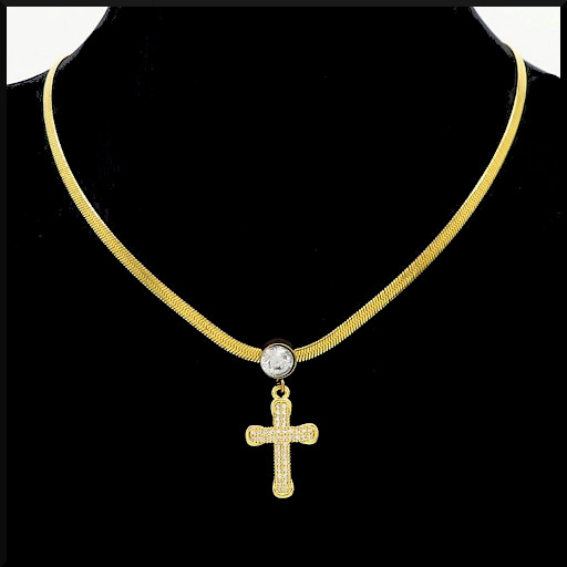 Halsband Kors Bling Guld