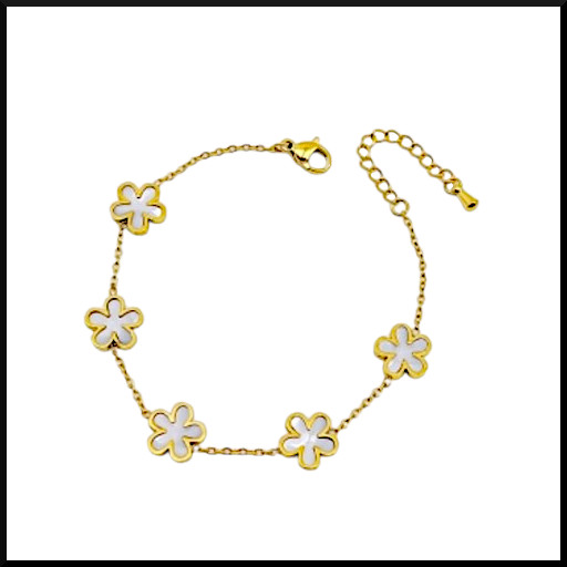 Armband Vit Blomma Guld