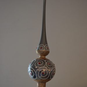 Spir i grå med 1 kugle og glimmer