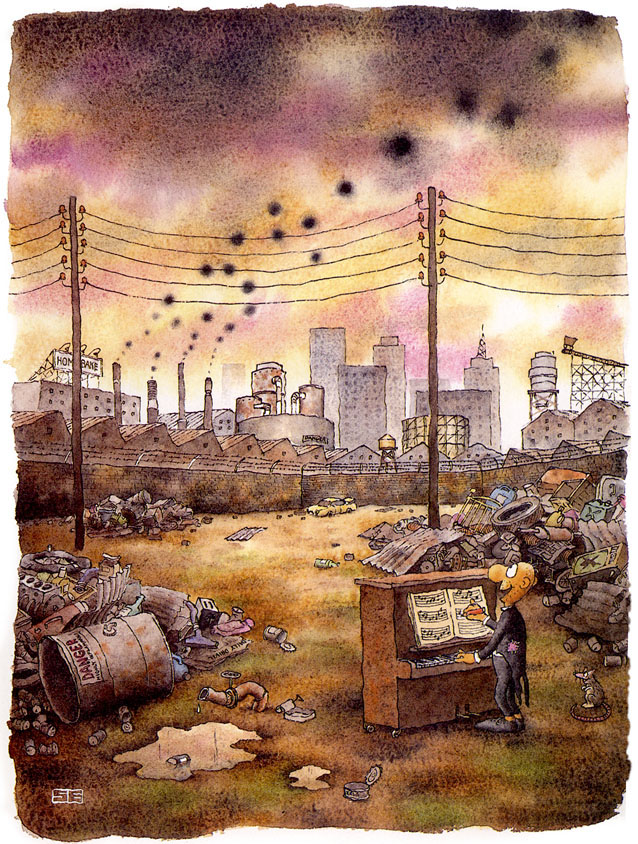 Piano player and pollution