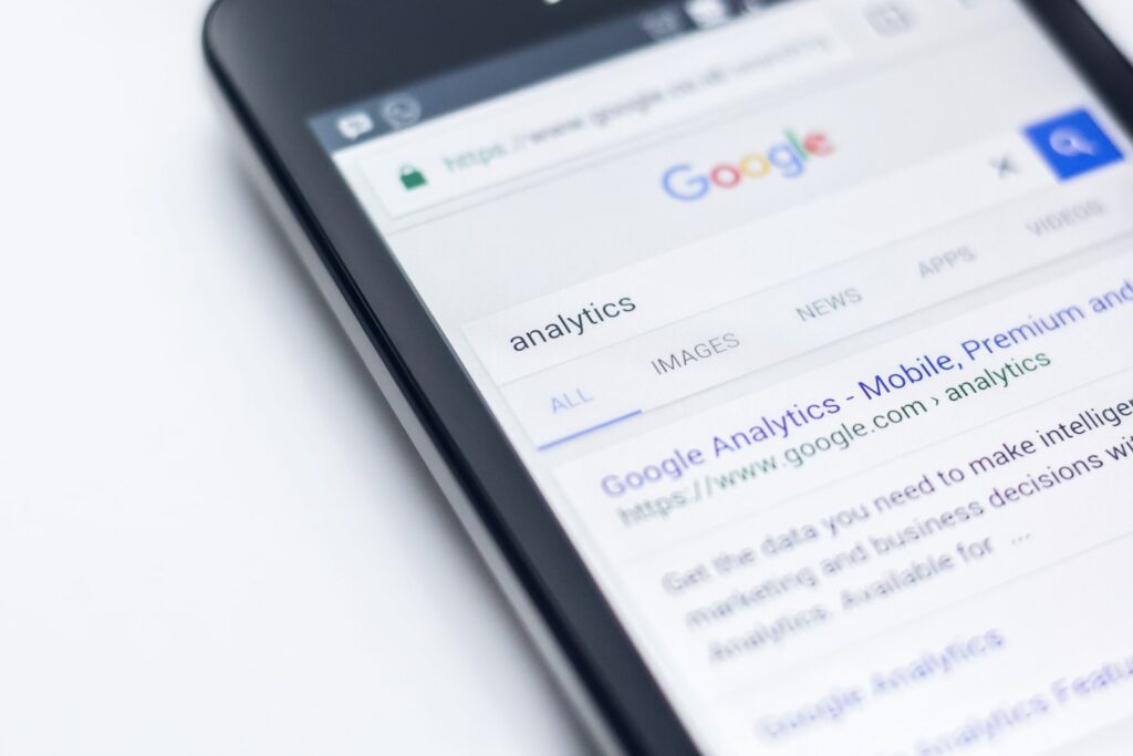 Improving search engine rankings in 2023  smartphone showing Google site