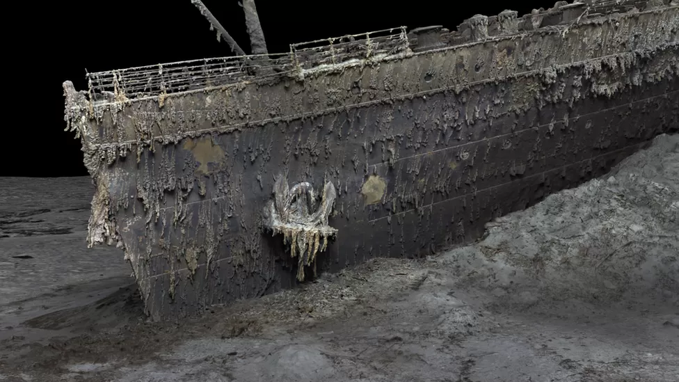 Titanic's bow remains unmistakable even after years submerged.