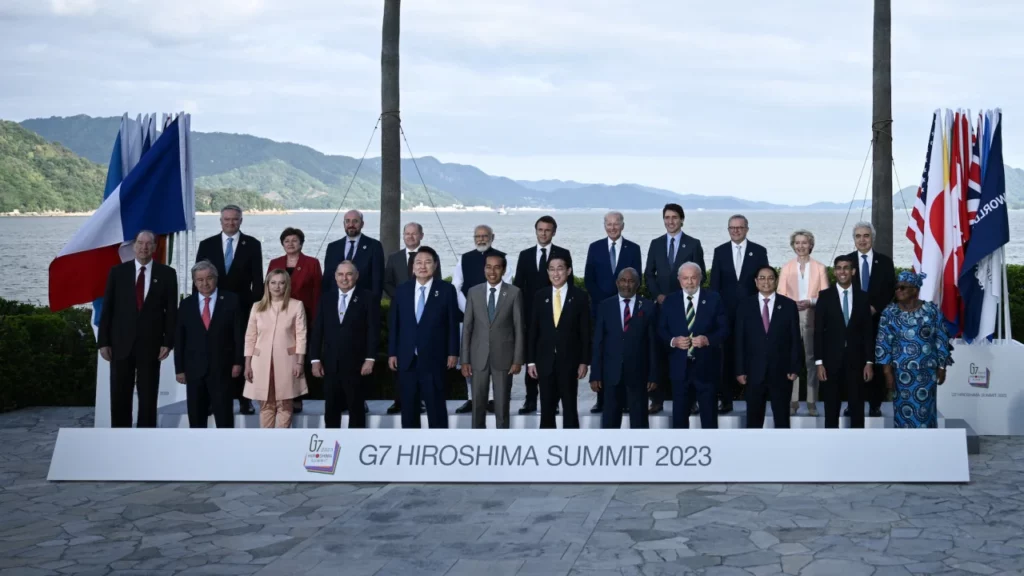 G7 leaders gather in Hiroshima on May 20, 2023.
