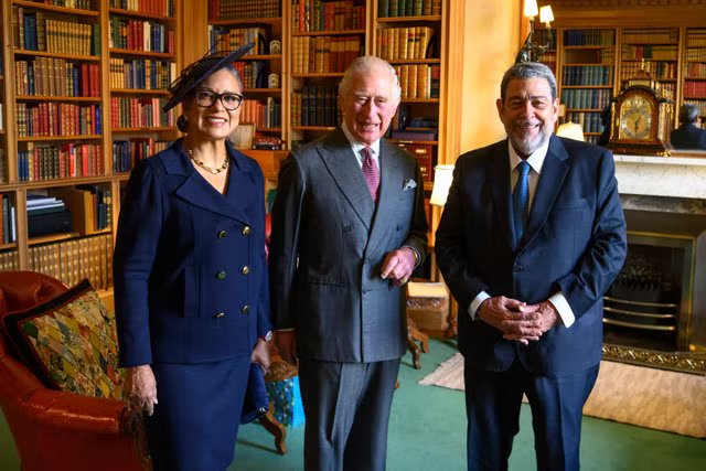 King Charles with Ralph Gonsalves and wife Eloise at Balmoral last October.