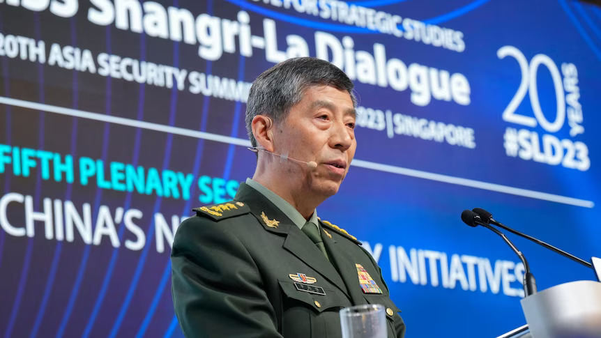 Chinese Defense Minister General Li Shangfu justifies China's maneuver of a warship crossing the path of US and Canadian vessels.