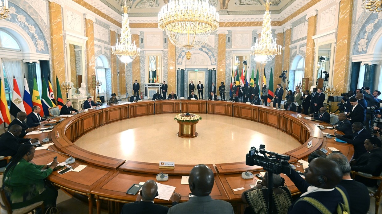 Vladimir Putin Engages in Talks with African Leaders in St. Petersburg, Russia.