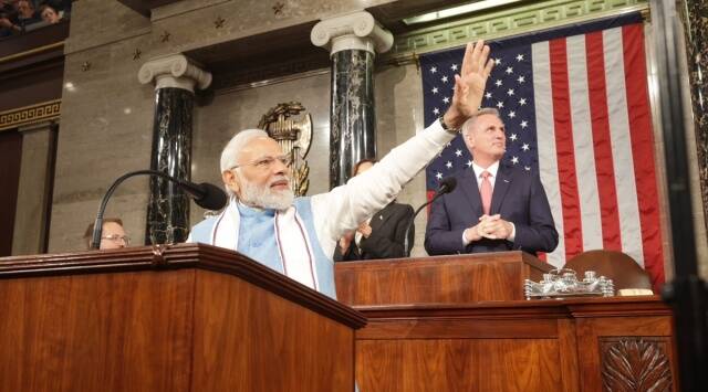 Indian Prime Minister Narendra Modi delivers a speech to the United States Congress on Thursday.