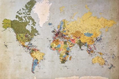 Ranking of Human Languages by Native Speakers blue, green, and yellow world map