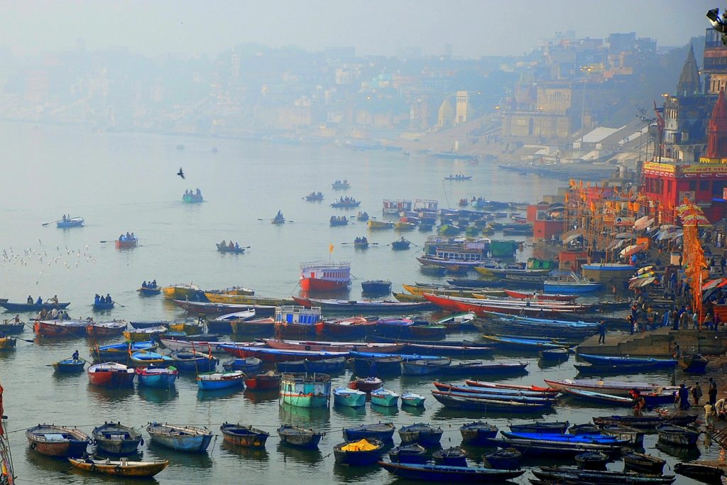 boats at the market Varanasi Journeys of the Soul