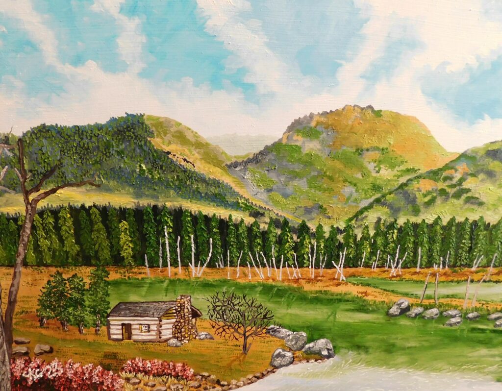 a painting of a cabin in the mountains Art Retreats Unleash Your Creativity