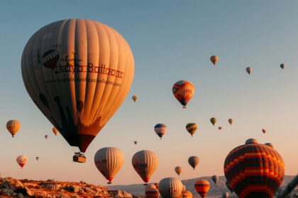 Cappadocia Turkey hot air balloons on brown field during daytime