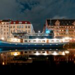 Danish Passenger Ship Moored in Town