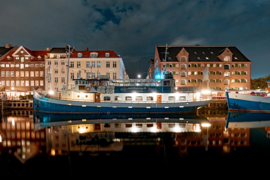 Danish Passenger Ship Moored in Town