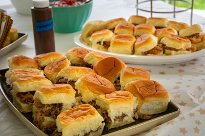 a couple of plates of food on a table