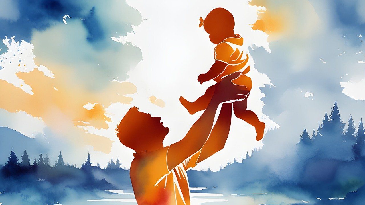 father, baby, silhouette. 7 Terrible Parenting Myths You Still Believe