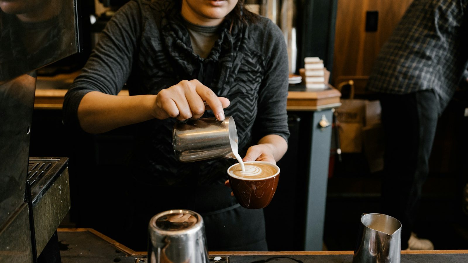 person making latte