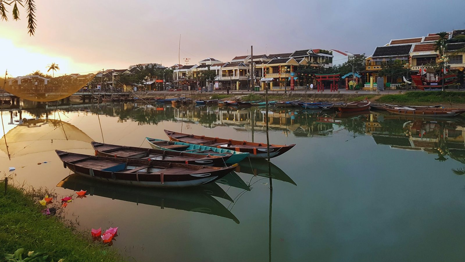 a couple of boats that are sitting in the water