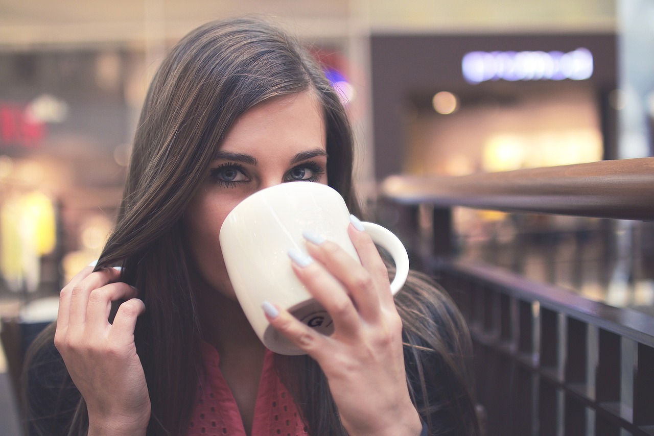 drinking, coffee cup, female