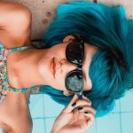 sunglasses, woman, pool