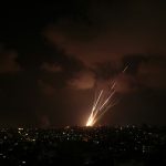 lightning striking a city