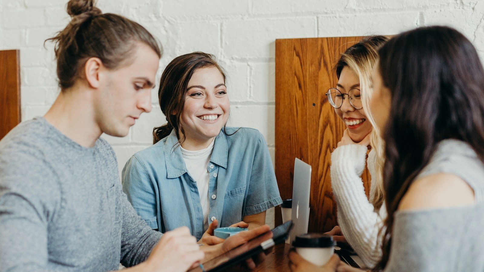 A group of friends at a coffee shop