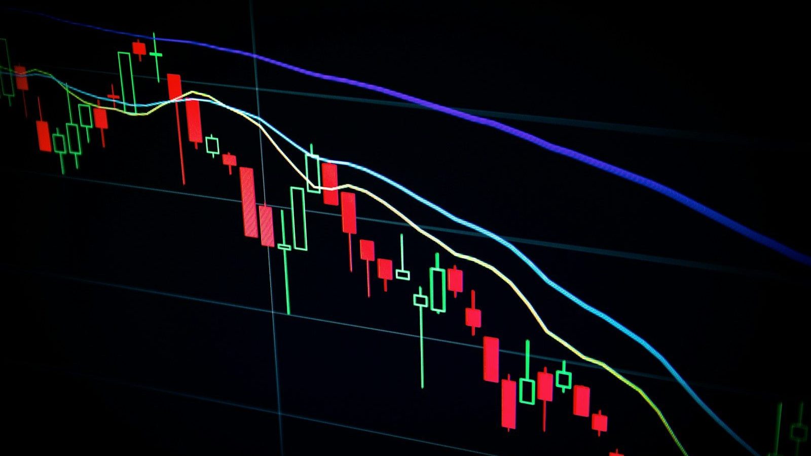 stock market candlestick chart on dark screen Market Timing Right Choice