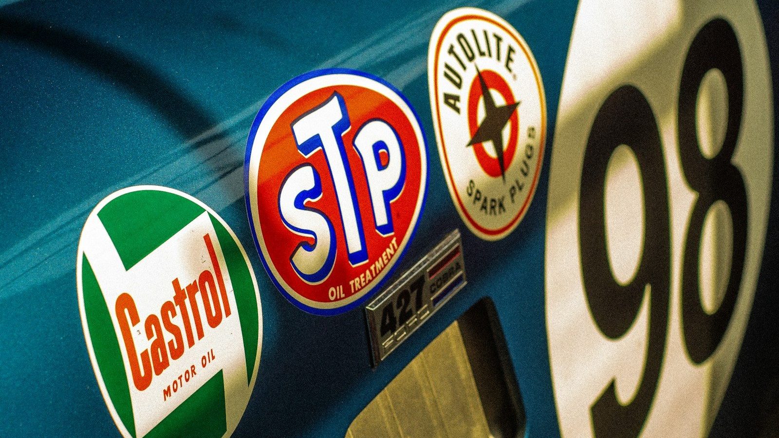 Vintage race car branding and number ninety-eight Sponsorships Micro Influencers