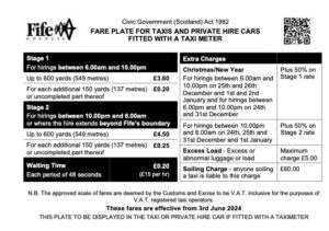Fife council official taxi tariffs