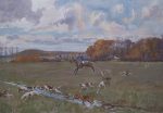 Lionel Edwards Hunting Print The RA Drag or Royal Artillery Hunt at Bordon