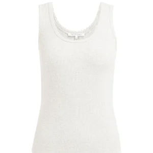 YAYA Geribd singlet met sierlijke halsrand kleur off white