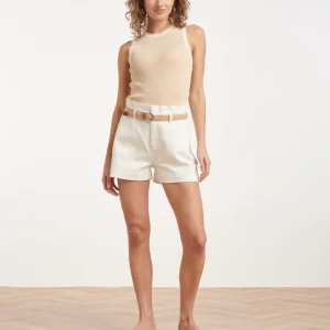 Smashed lemon Korte Broek Met Riem En Hoge Taille | Off White