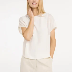 YAYA Top met transparante korte mouwen en ronde hals
