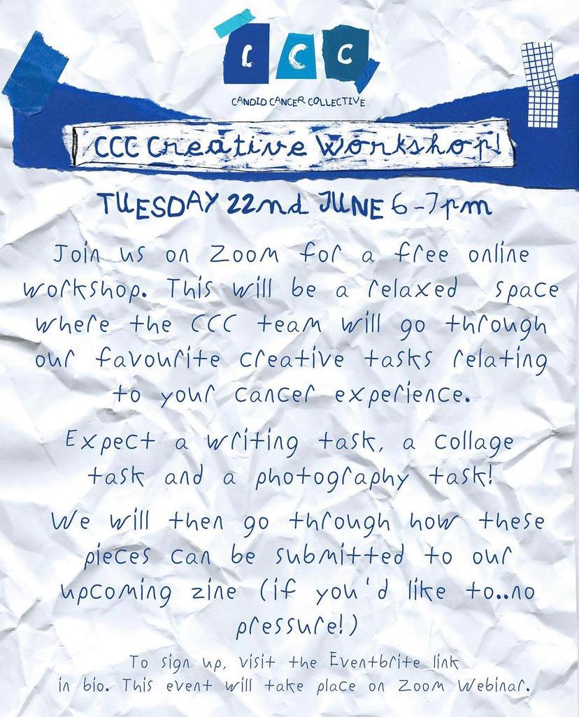 Free Online Creative Workshop with Candid Cancer Collective!