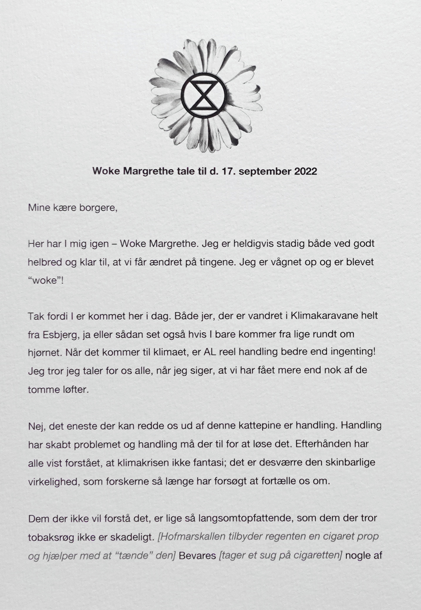 Woke Margrethe's speech