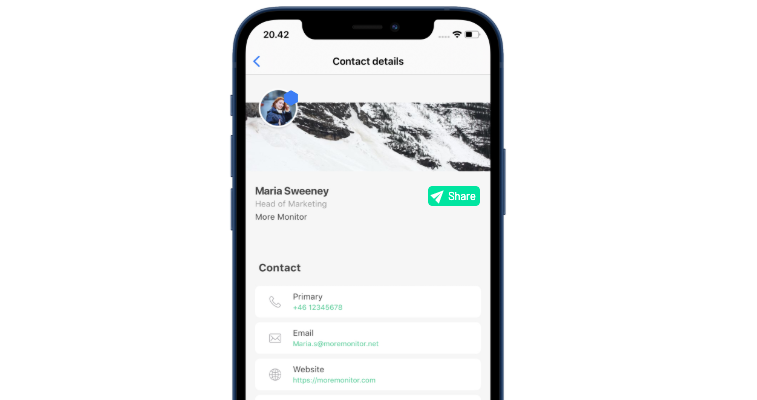 Verified contact card