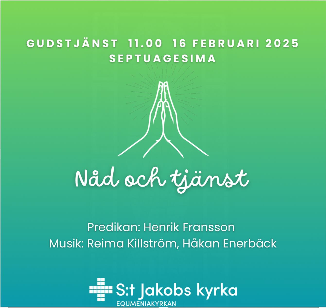 Imorgon är DU välkommen till gudstjänst i S:t Jakobs kyrka kl 11. ❣️
