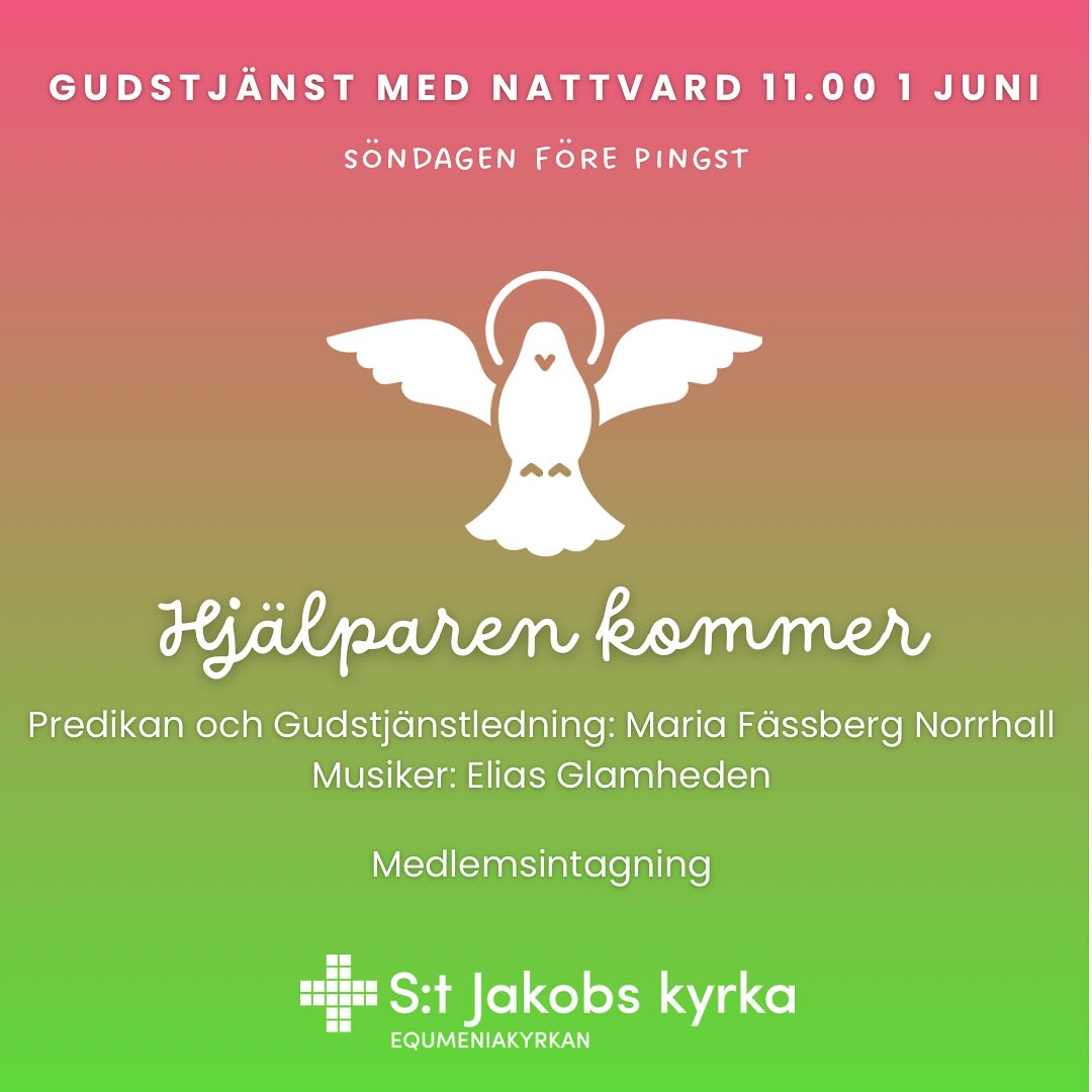 Välkommen på gudstjänst på söndag. Vi firar nattvard och får ta emot nya medlemmar.