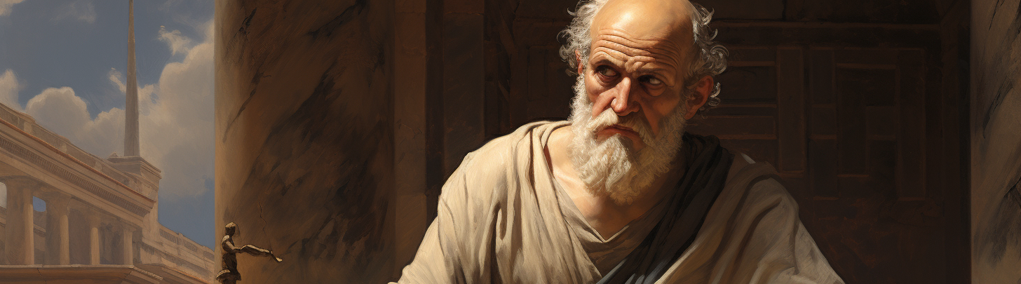 Den græske filosof Chrysippus lavet med Midjourney AI