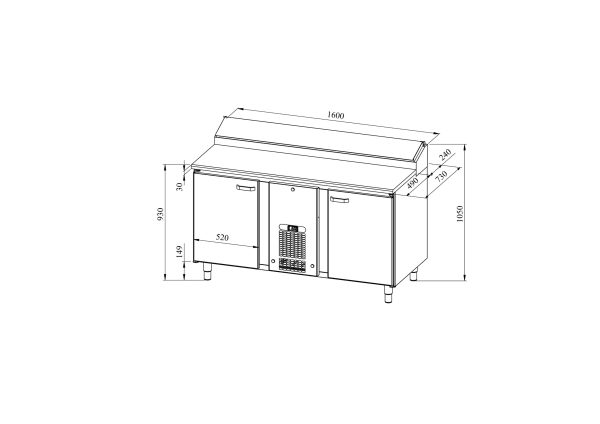 Kallskänk/Pizzabänk PKKLE 1620 (plåt 400x600mm) - Bild 2