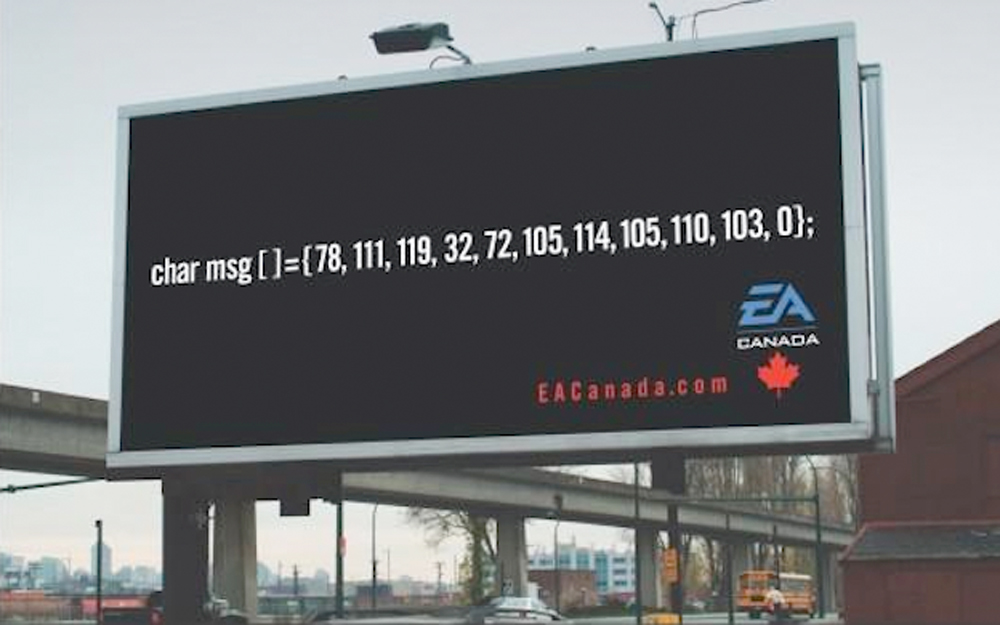 Jobannonce for EA Games i Canada. "Now Hiring"