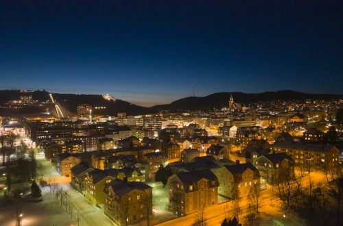 vinter kväll i Örnsköldsvik