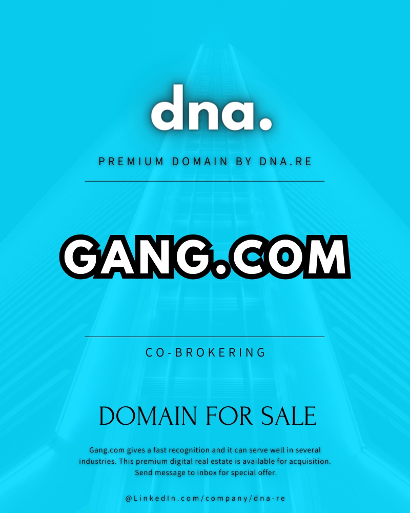 Gang.com Ultra premium domena na prodaju preko ibranding.io / dna.re / stranice.org