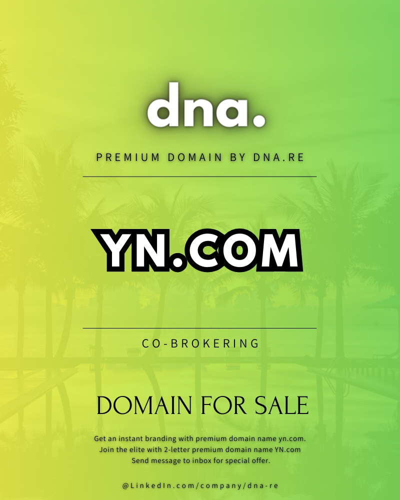 Yn.com Ultra premium domena na prodaju preko ibranding.io / dna.re / stranice.org