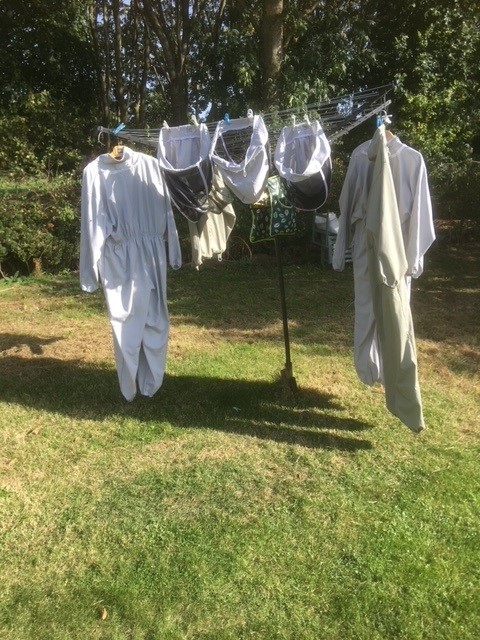 About half the Association Bee Suits washed and hung out to dry ready for next season.