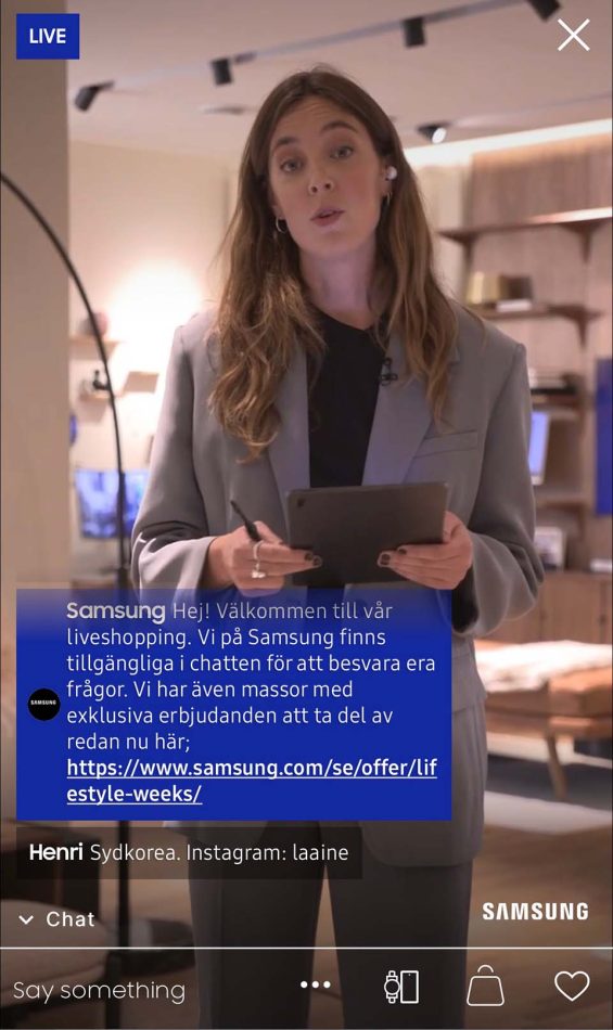 Sekvens från livesändningen för Samsung