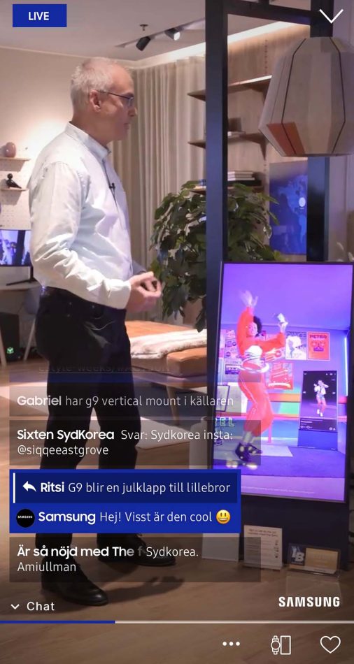 Sekvens från livesändningen för Samsung på Bambuser
